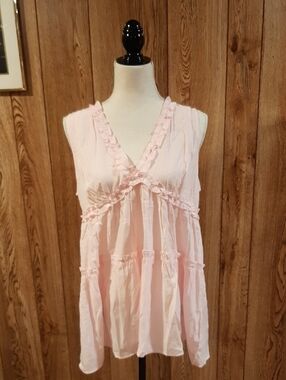 🥀🍋NWT BiBi Pink Ruffle Tiered/Flowy Tank Top (L)🥀